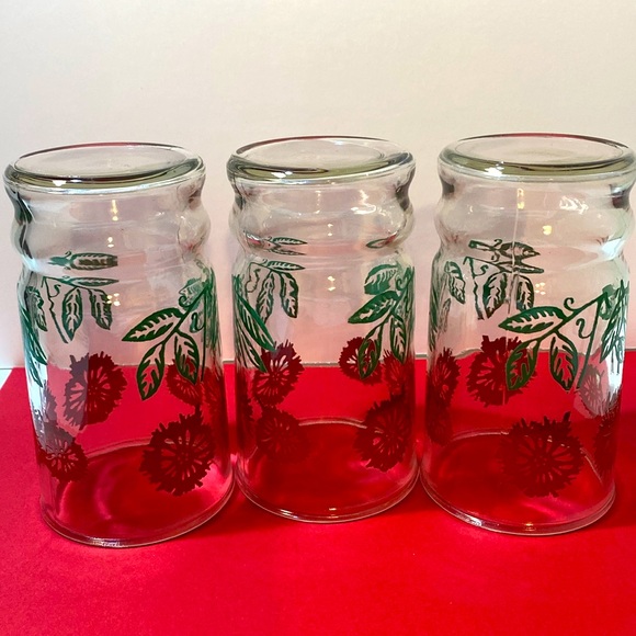 Vintage Mid Century Retro Nostalgic 1950’s Set Of 3 Daisy Juice Glasses - Picture 3 of 3